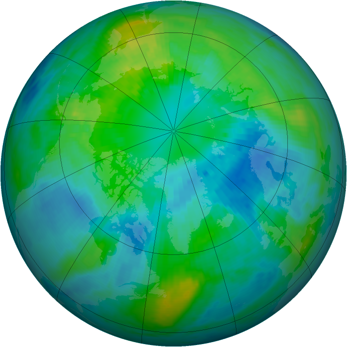 Arctic ozone map for 07 October 1998